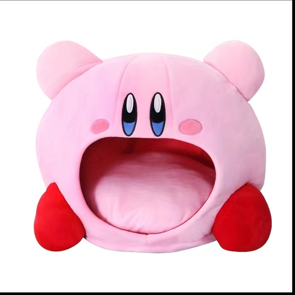Kirby plush pet bed with detachable pillow
